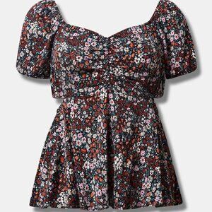 Torrid Babydoll Rayon Slub With Side Cutouts Top size 3